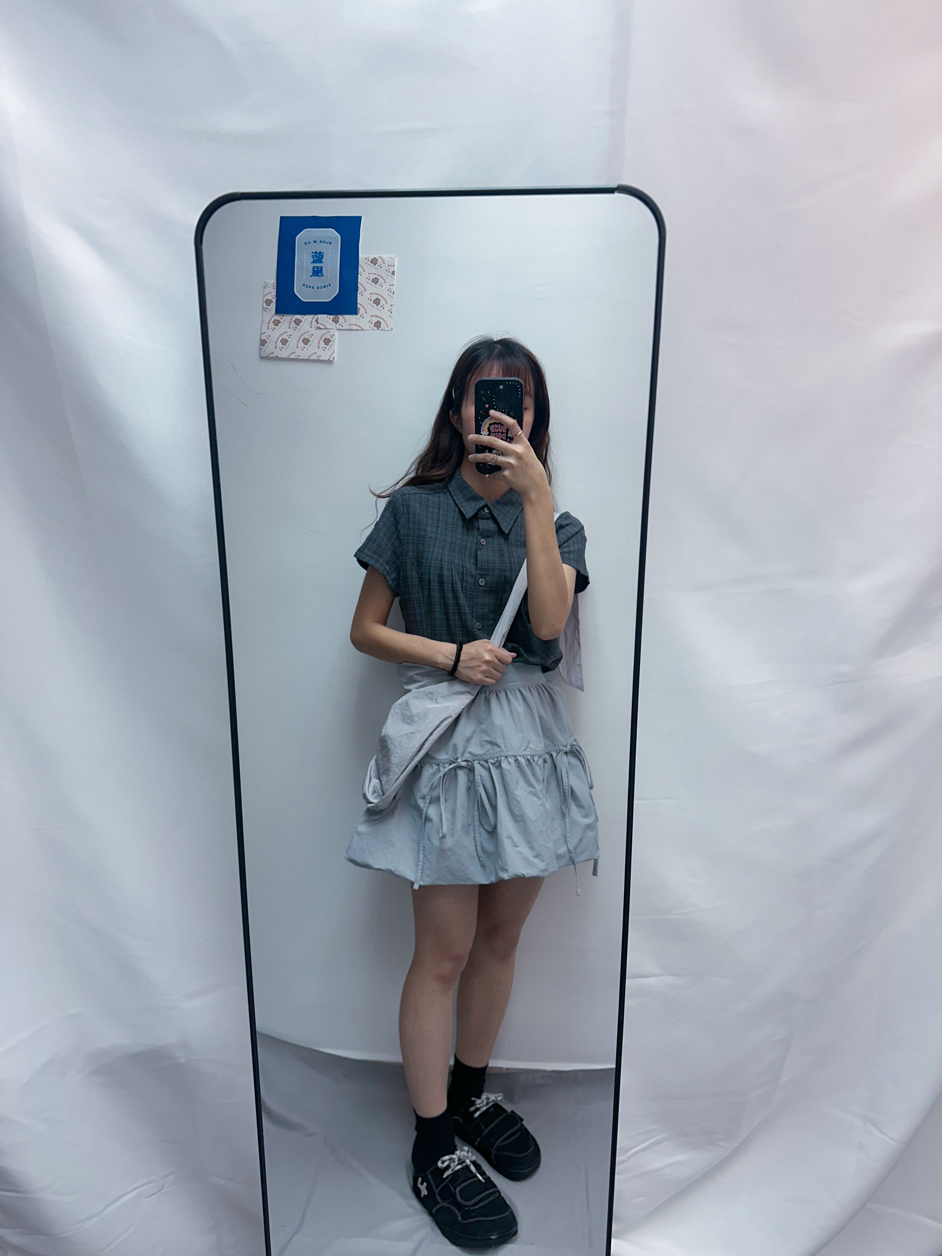 藍綠色格仔恤衫