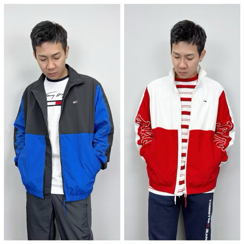 Tommy Jeans 雙色拼接 手臂字母 立領外套 防風外套