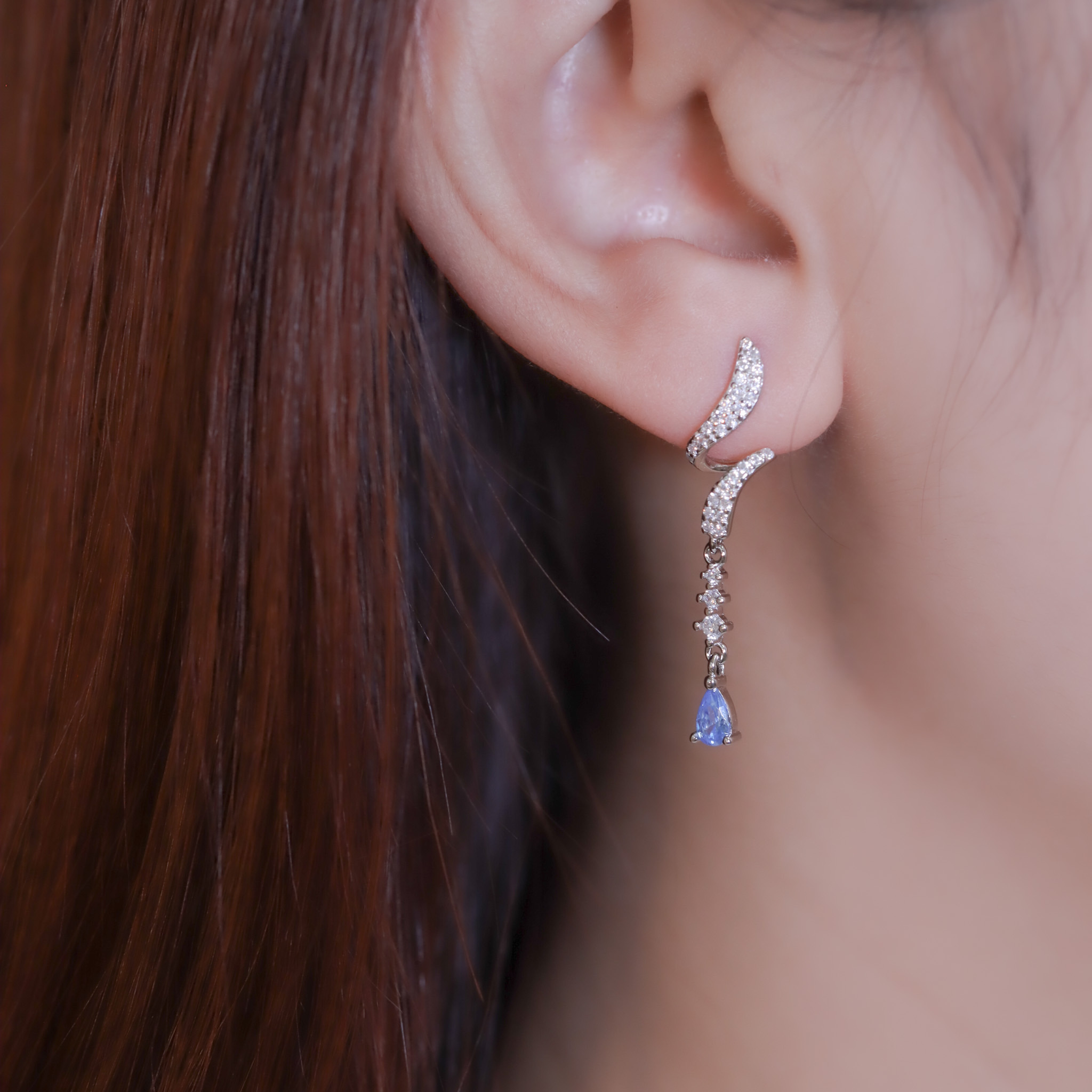| 925 Silver・White Gold | Blue Vibe Earrings | EA0848 |