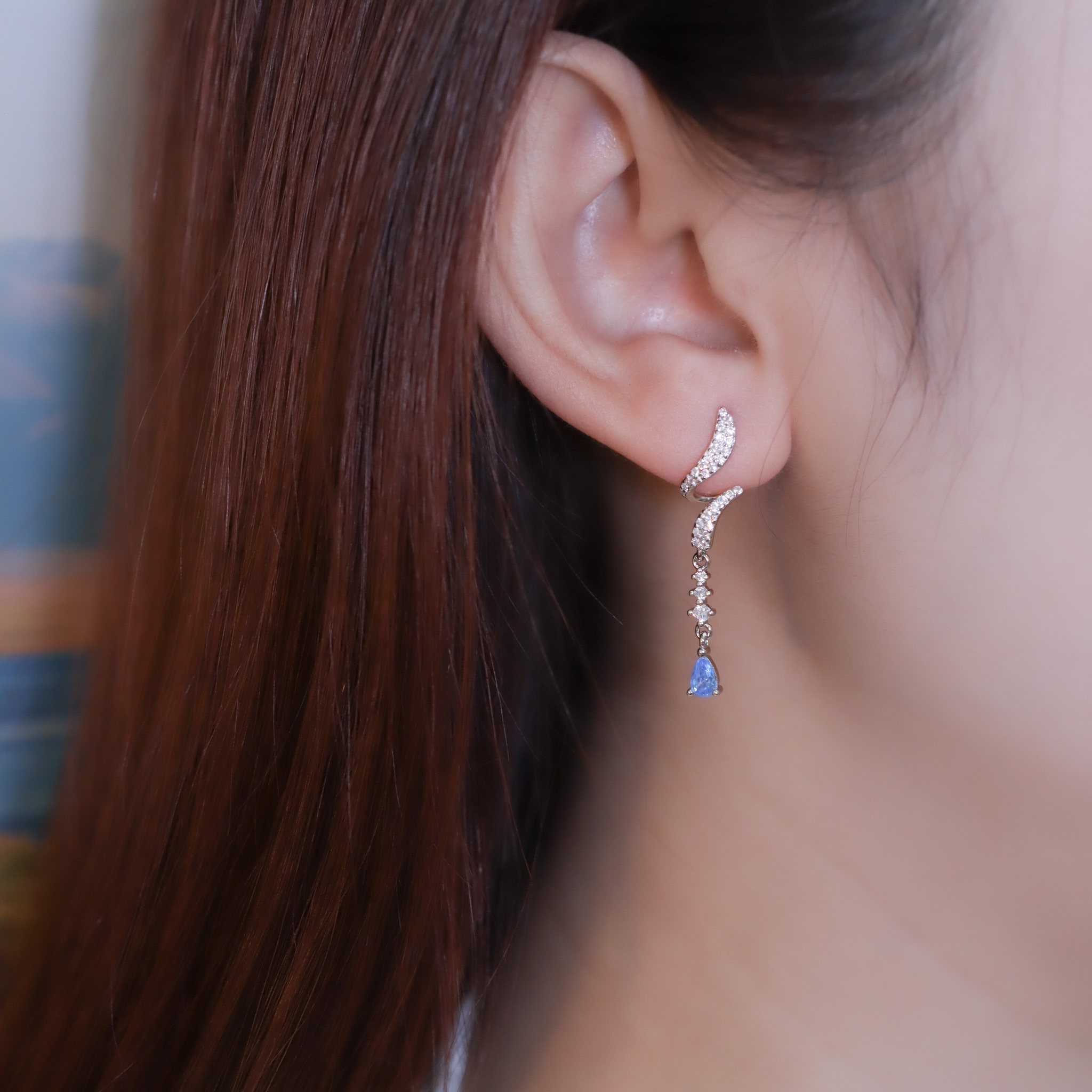 | 925 Silver・White Gold | Blue Vibe Earrings | EA0848 |