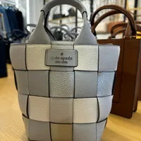 [S] KATE SPADE KI841 BASKET METALLIC MINI TOTE METALLIC LEATHER,PLATINUM G, 196021555879 (SKS1326)