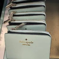 [S] KATE SPADE KH615 MADISON SAFFIANO LEATHER SM LZIP WALLET,BLUE GLOW, 196021503573 (SKS1337)