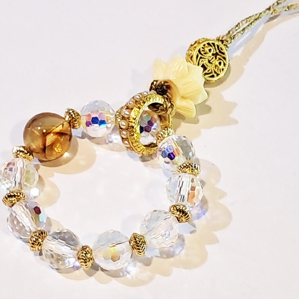 蓮花&黃晶&水晶手機掛飾【十方】153751