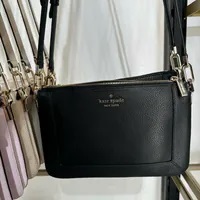 [S] KATE SPADE KH430 LENA PEBBLED LEATHER DBL COMP CB,BLACK, 196021504181 (SKS1357)