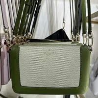 [S] KATE SPADE KH446 LENA DBL COMP CB CANVAS COLORBLOC,KELP FORES, 196021504297 (SKS1360)