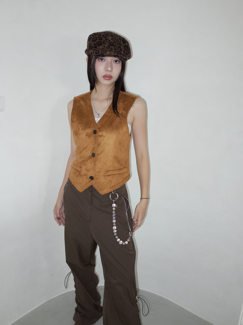 western faux suede cut vest