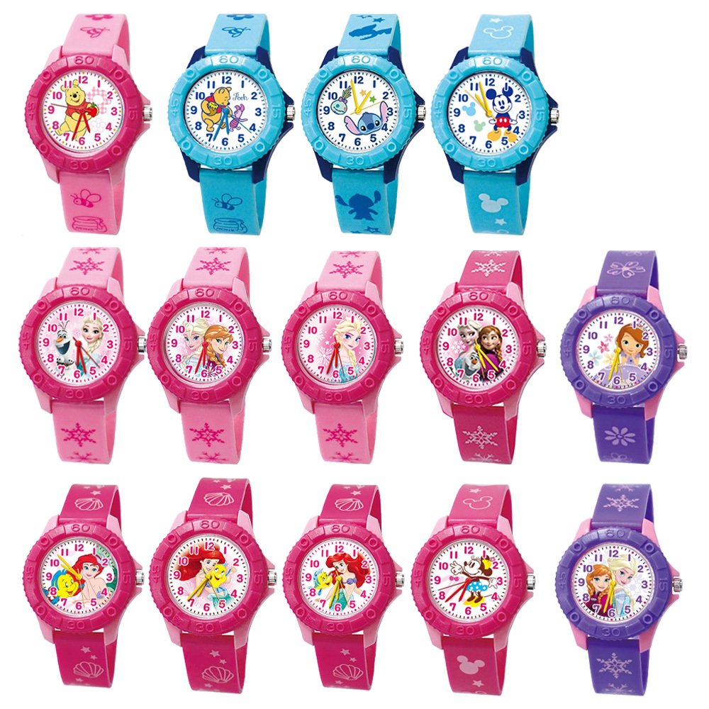 【兒童錶】Disney 迪士尼 公主系列 冰雪奇緣 小熊維尼 米奇米妮 史迪奇 可愛 卡通 繽紛 雙色 膠錶 手錶