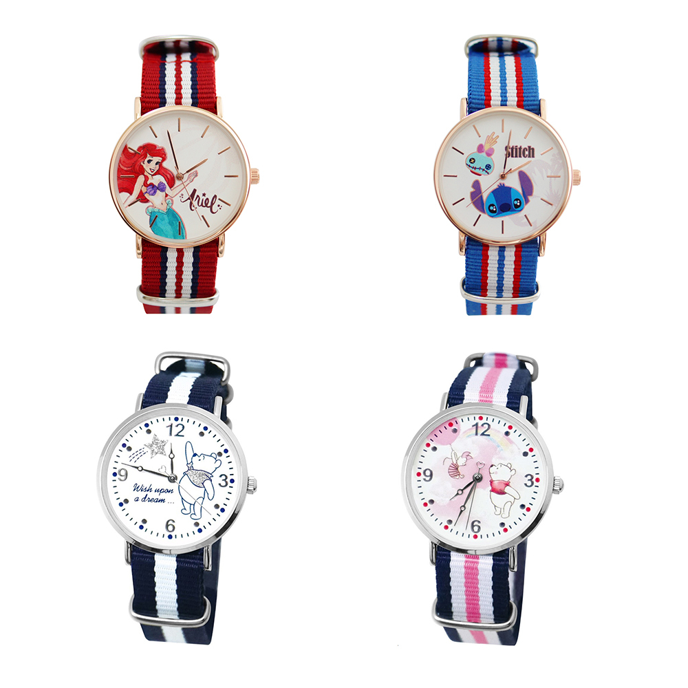 【兒童錶】Disney 迪士尼 正版授權 英倫風帆布 聖誕節禮物 兒童錶
