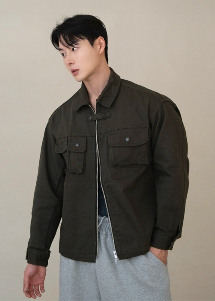 立體口袋水洗夾克外套