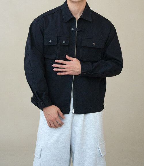 立體口袋水洗夾克外套