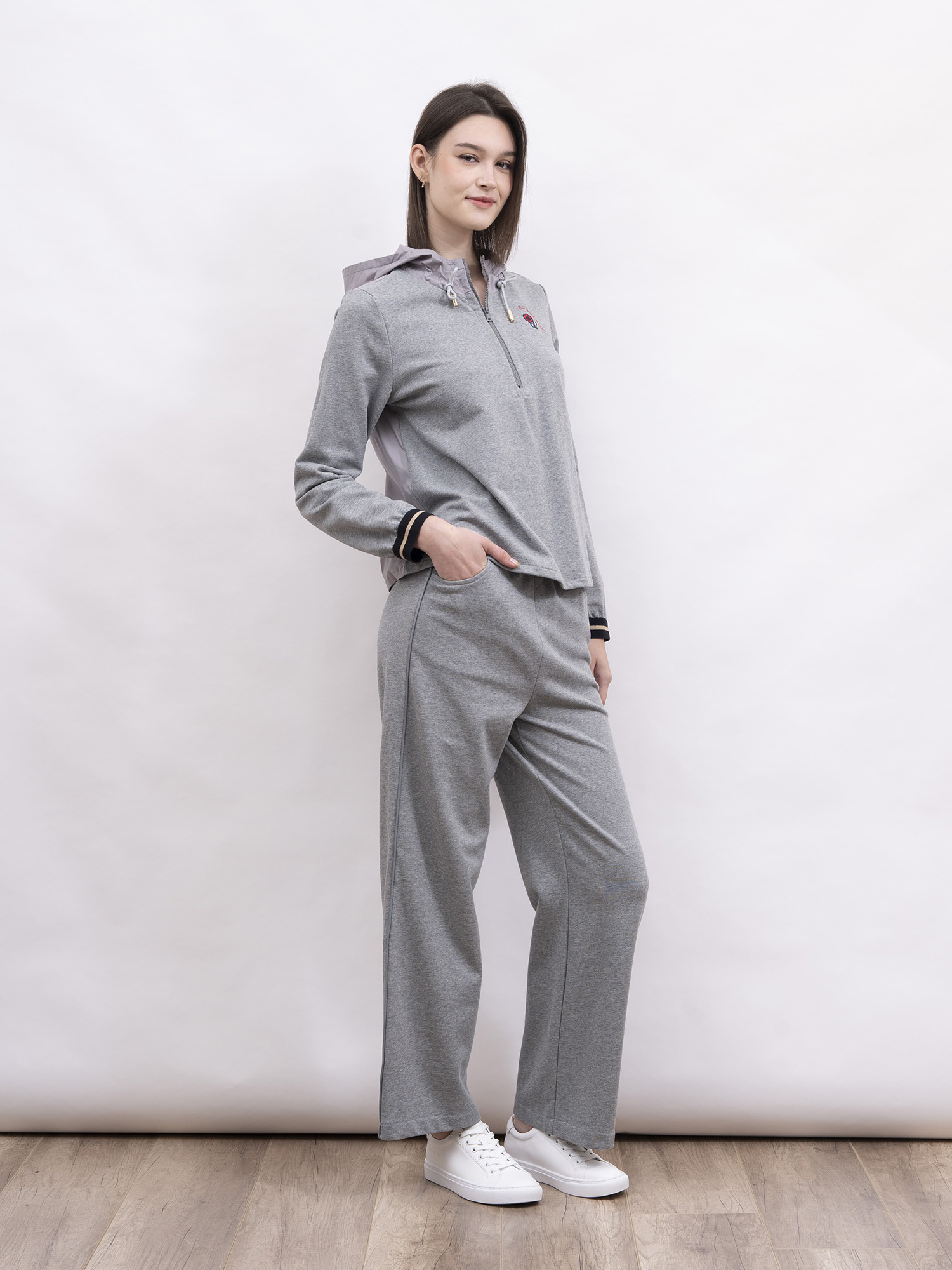 mi-tu 刺繡直腳休閒褲