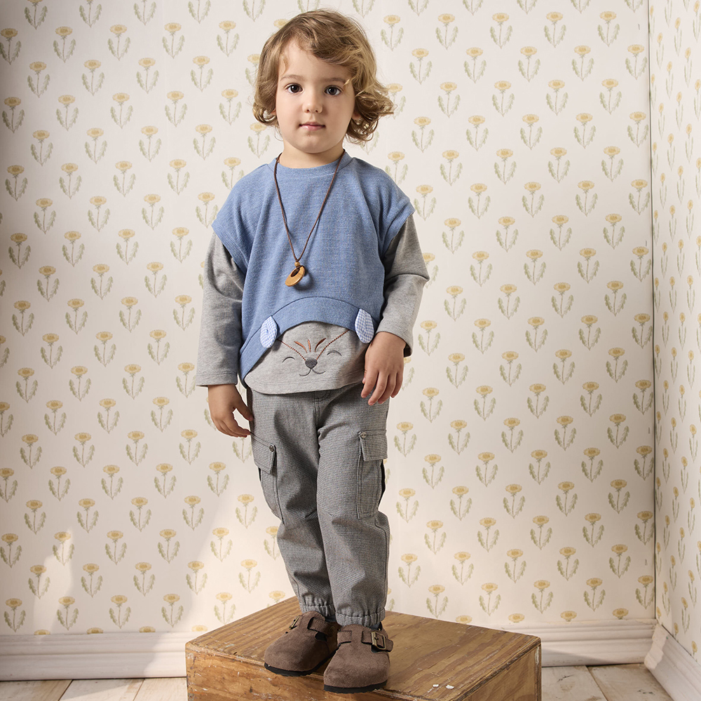 PIPPY 飛機立體吊飾褲管大口袋休閒工裝長褲 灰