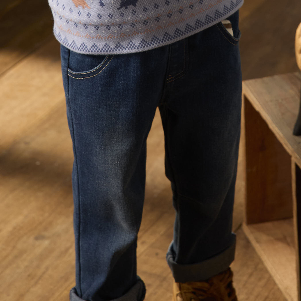 PIPPY 可愛立體吊飾彈力牛仔褲 藍