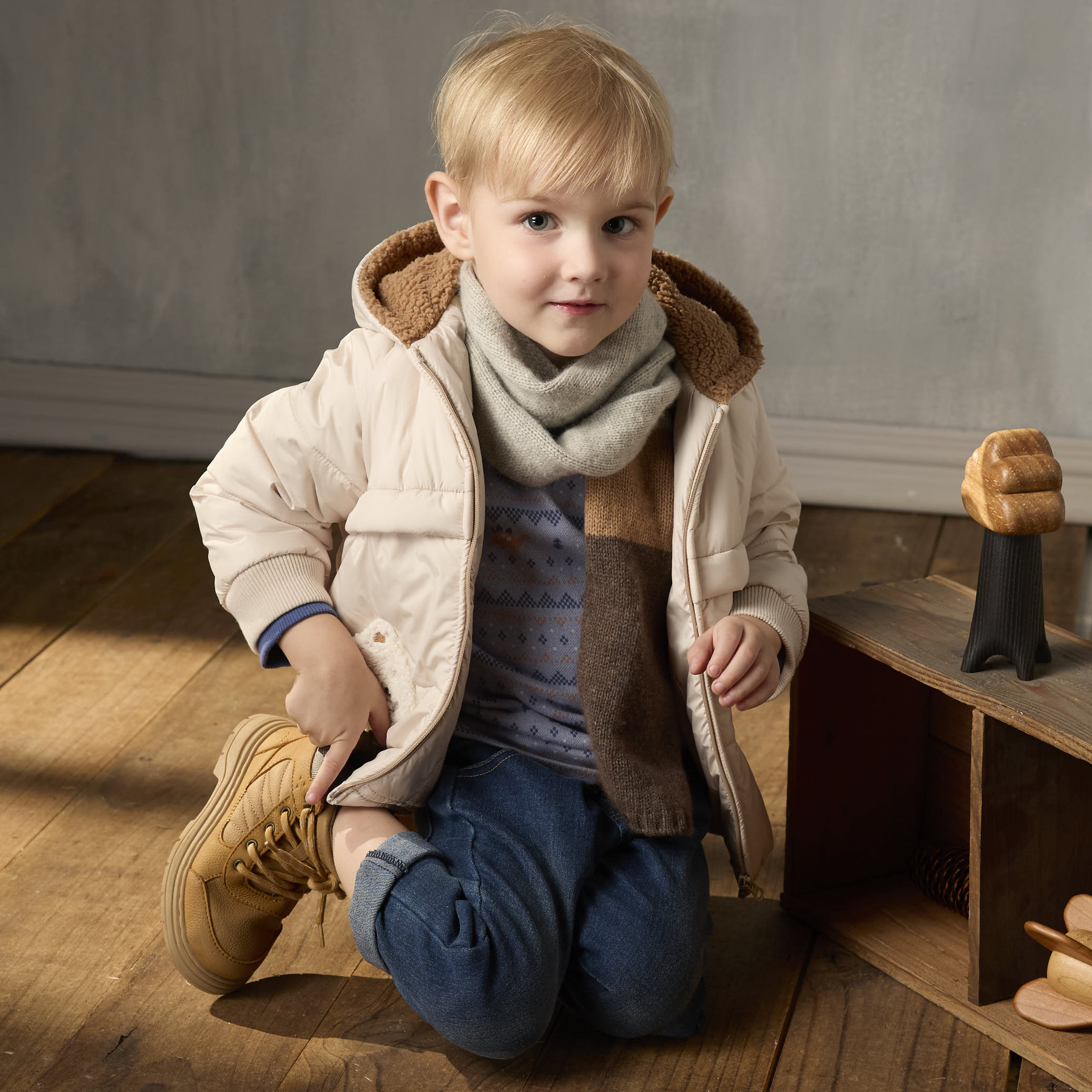 PIPPY 可愛立體吊飾彈力牛仔褲 藍