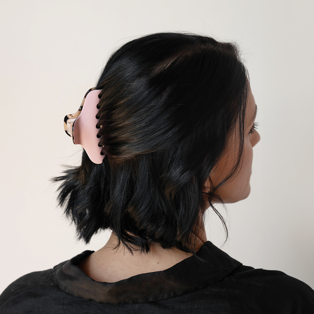 FRANCE LUXE 簡約長型抓夾〈象牙琥珀 / 玫瑰粉〉