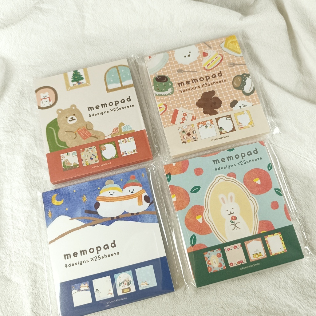 日本古川紙工 冬季限定 4圖案方形便條紙本 共四款