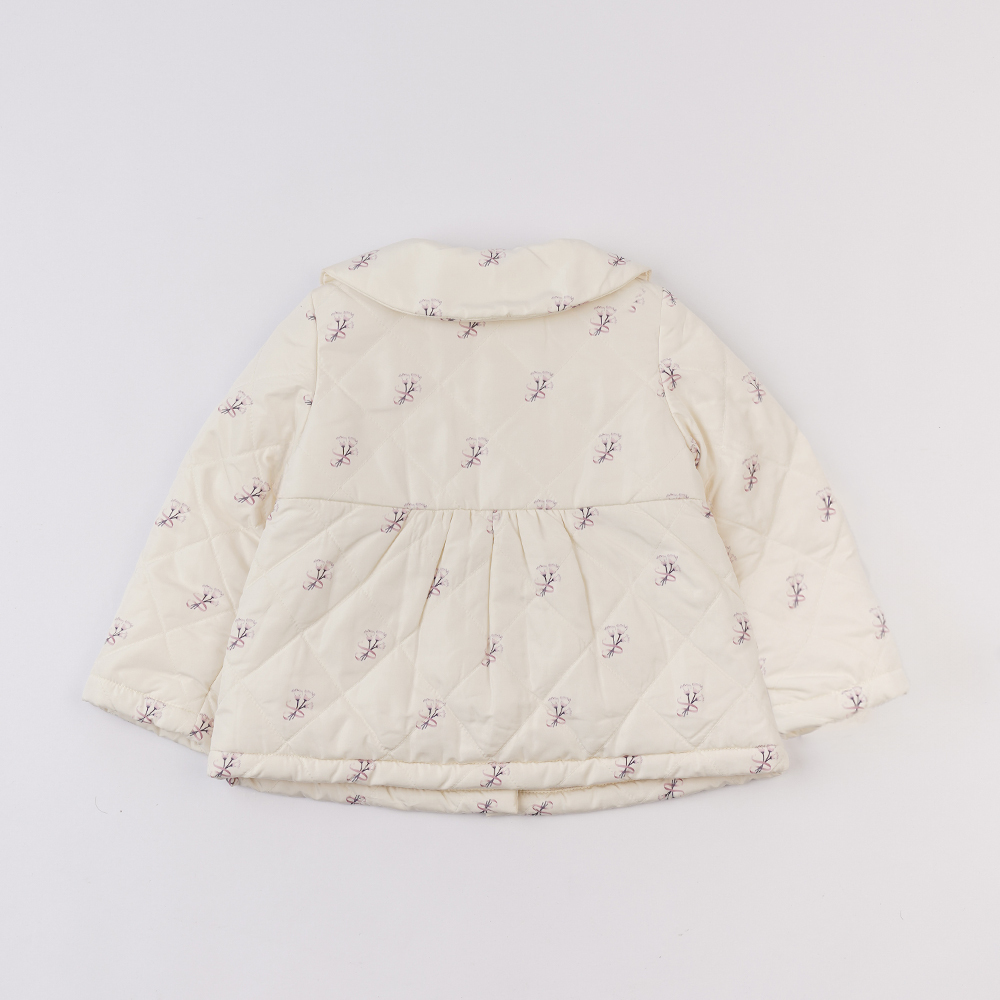 PIPPY 浪漫印花大圓領鋪棉外套 米