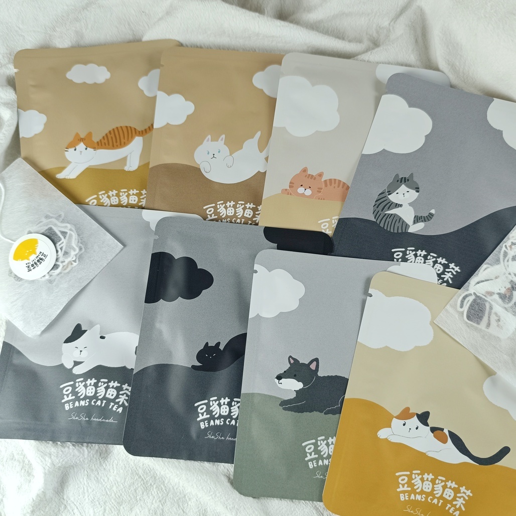 莎莎手作．豆貓貓們的茶包貼紙 共八款