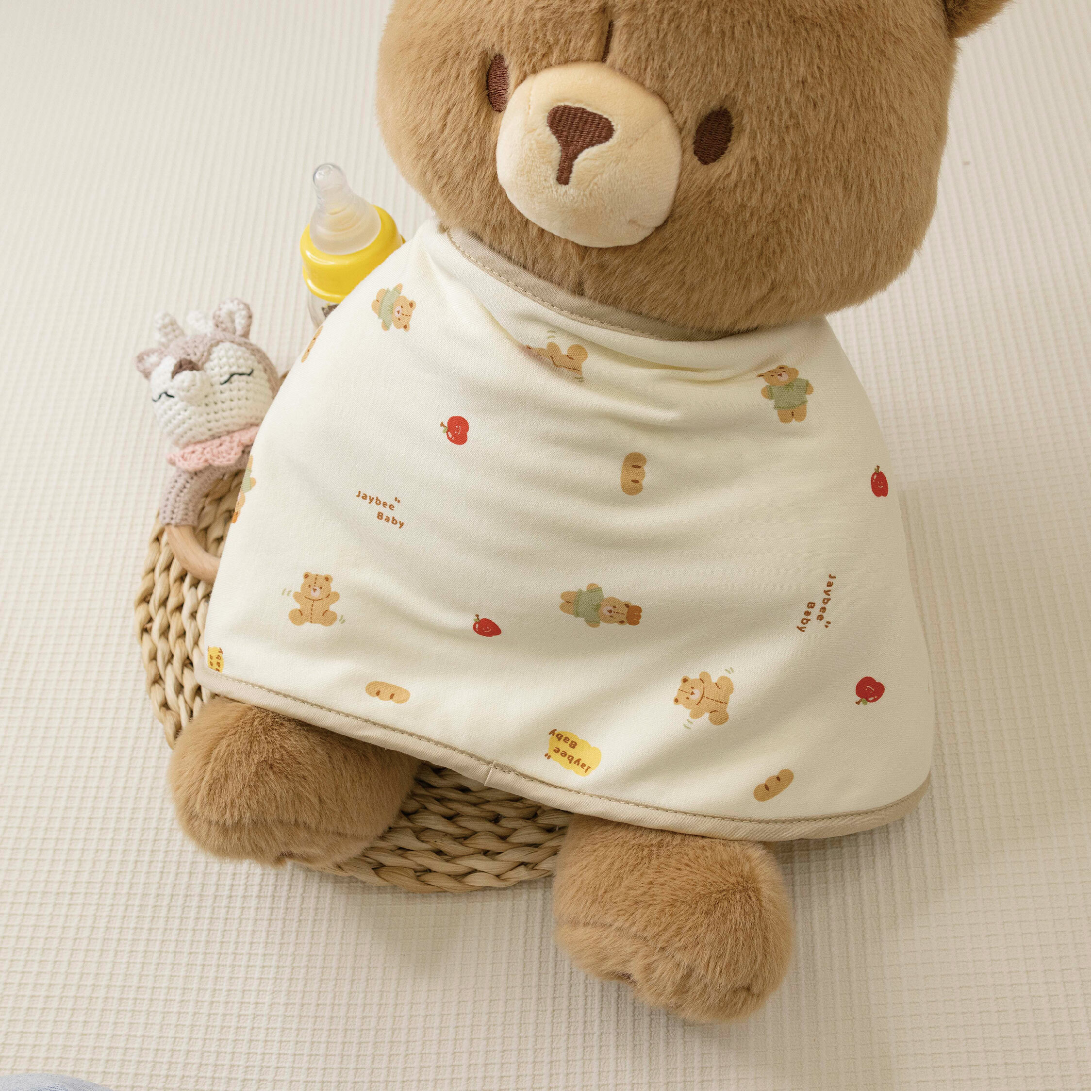 【JB0369】MIT原創蘋安小熊石墨烯魔粒拍嗝巾(兩入一組)