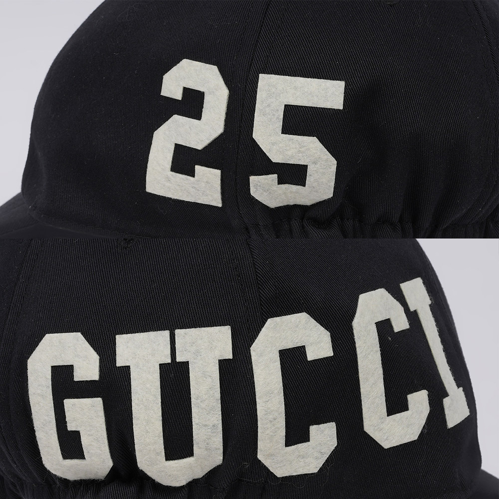 【GUCCI】白色Logo 棉質棒球帽 (黑色) S/L 751400 4HA0M 1077