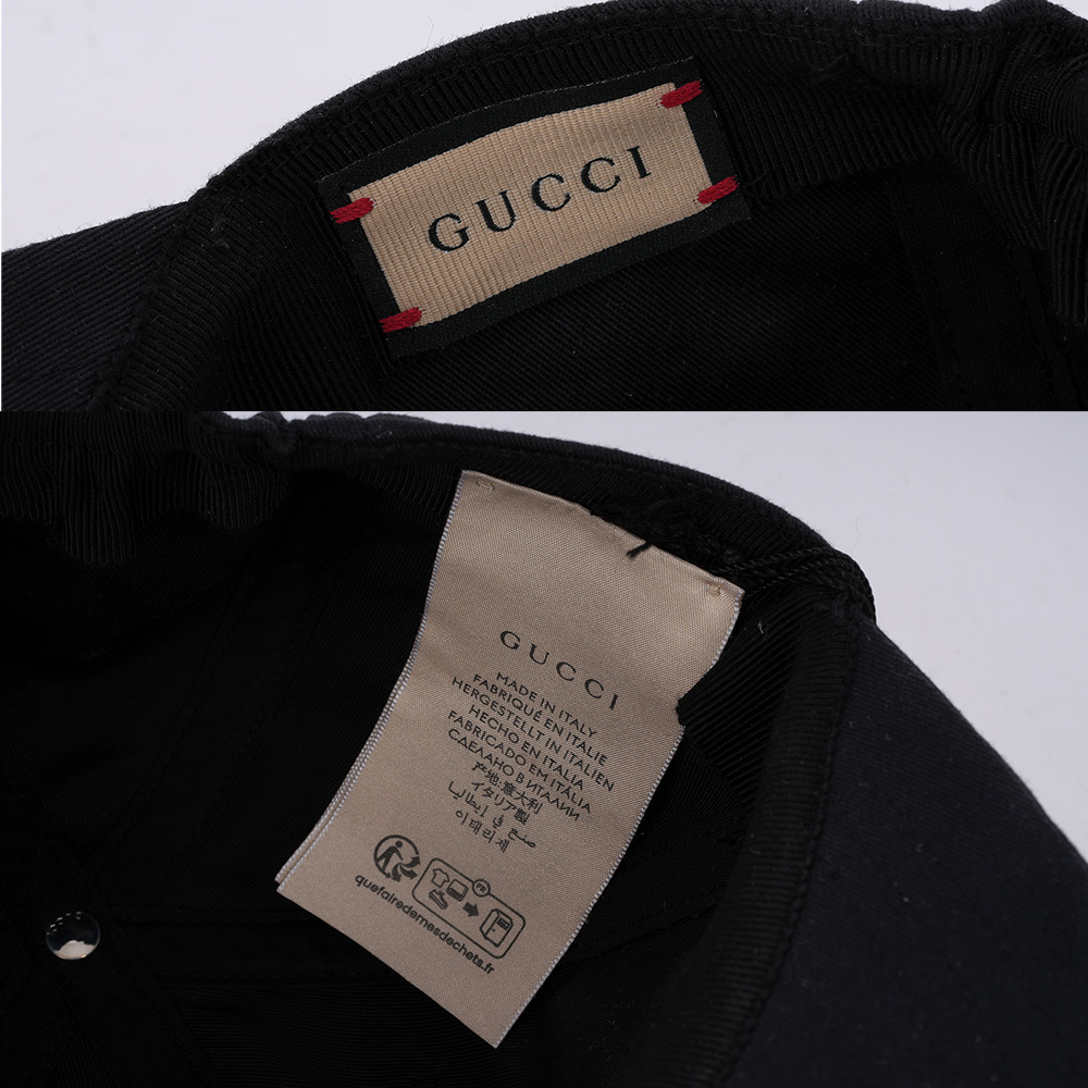 【GUCCI】白色Logo 棉質棒球帽 (黑色) S/L 751400 4HA0M 1077