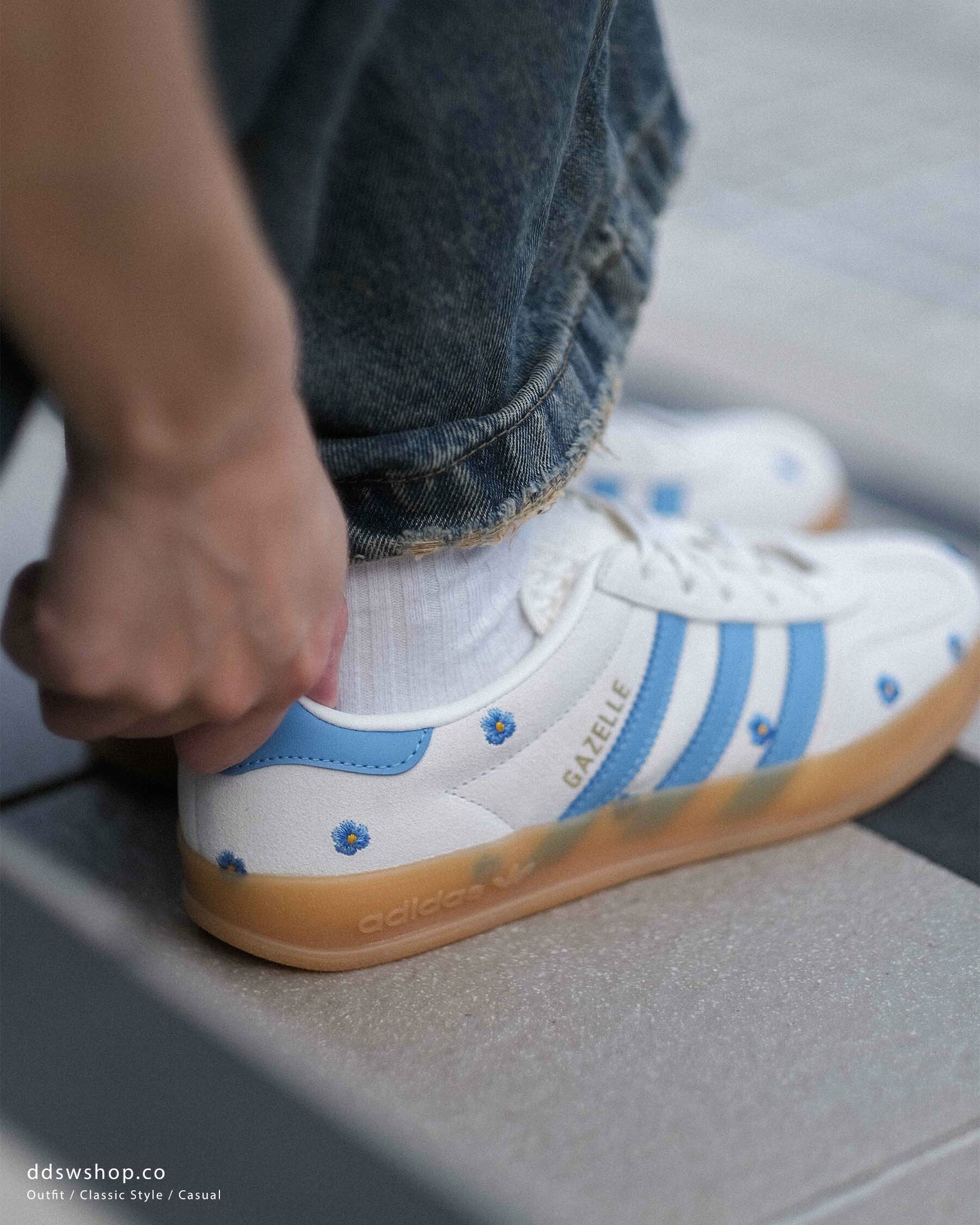 "調貨" Adidas Originals Gazelle Indoor 刺繡藍色小花 IF4491