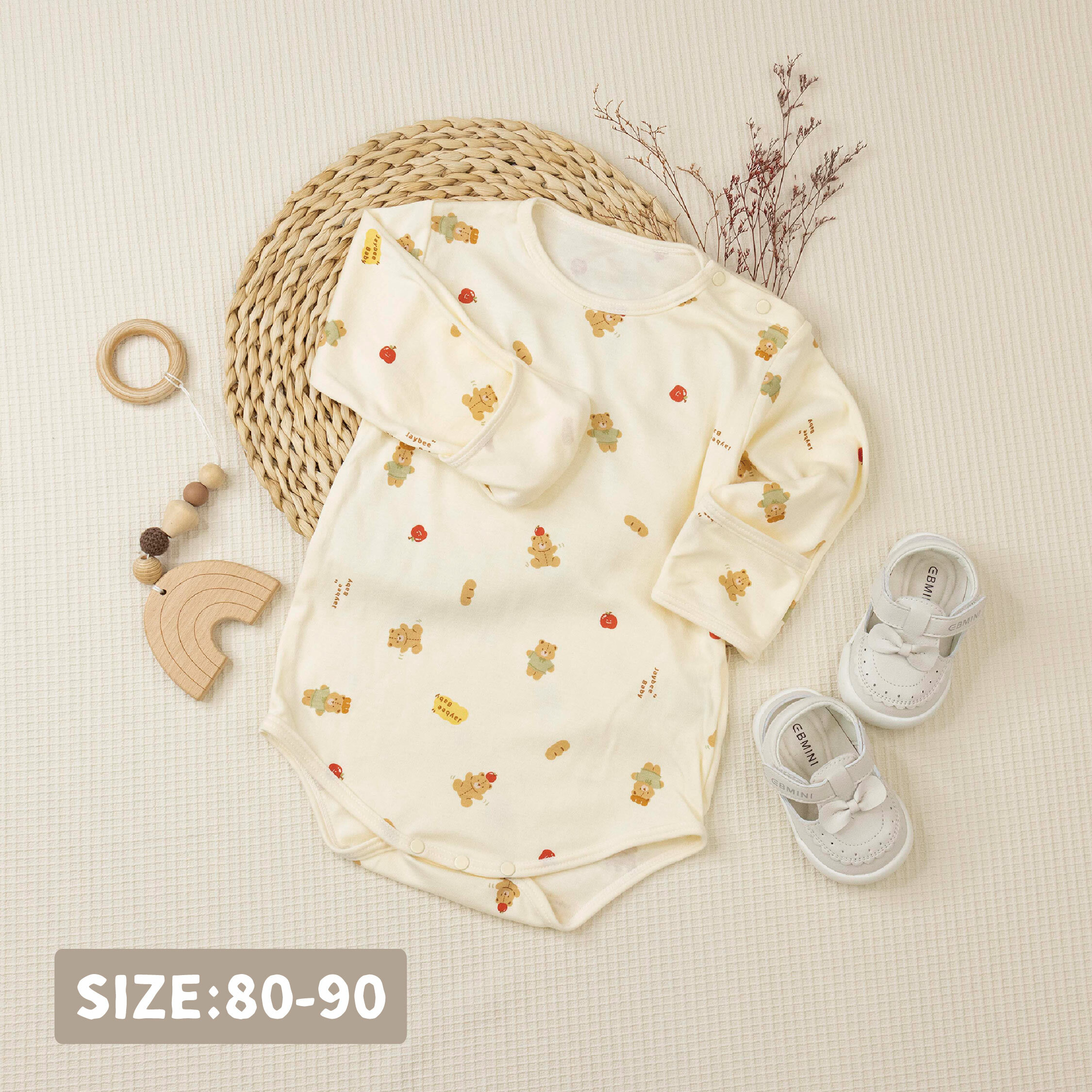 【JB0379】MIT原創蘋安小熊純棉長袖包屁衣