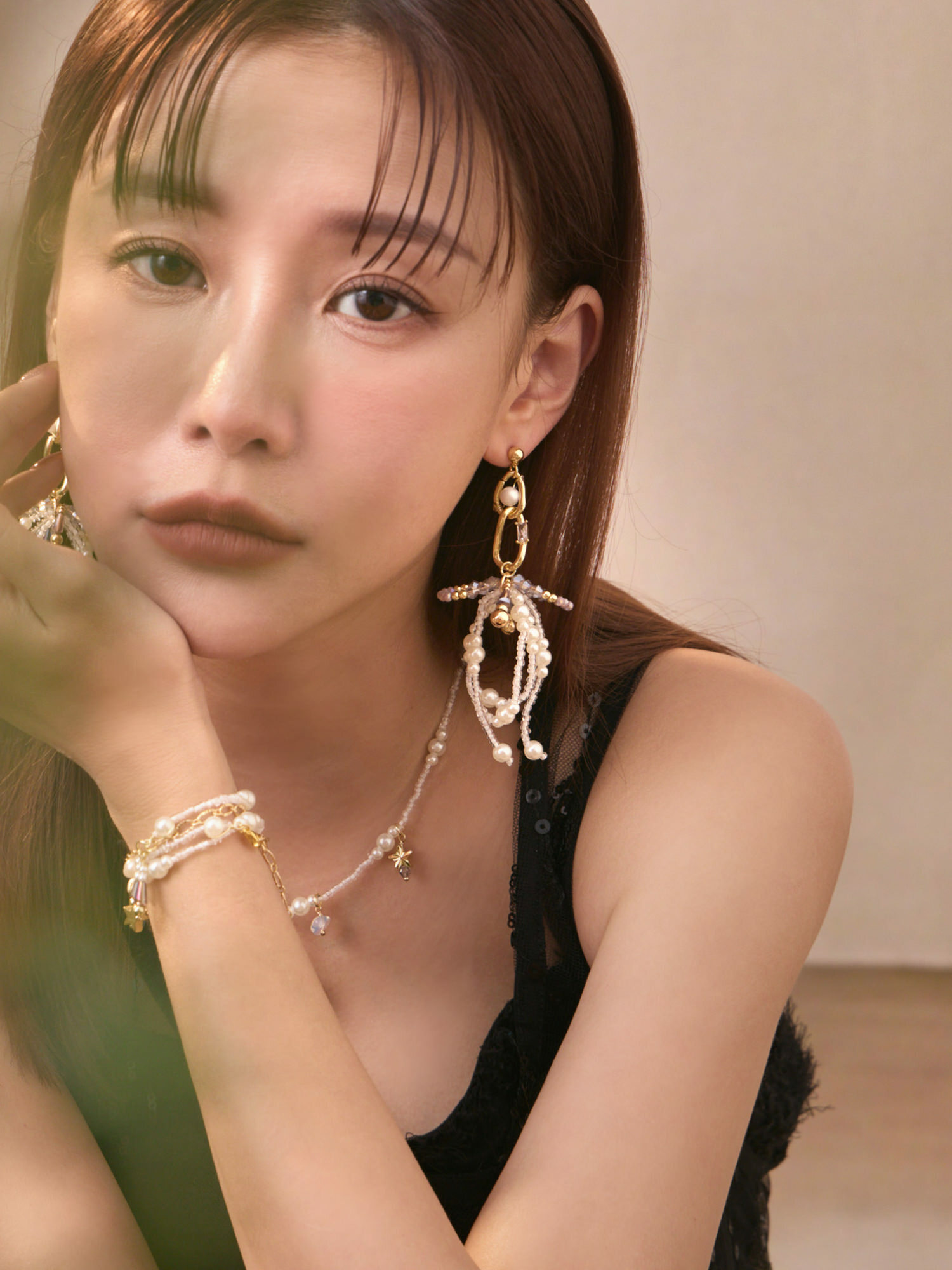 日劇般迷戀。MUCHAT手作14KGP珍珠蝶結流蘇純銀針耳環