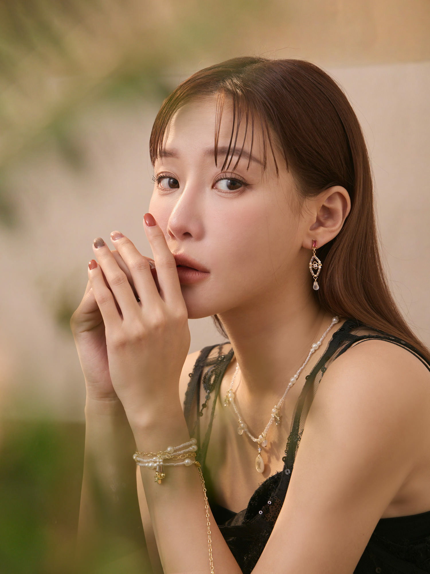 梅子酒。MUCHAT手作14KGP月光石水滴鋯石純銀針耳環