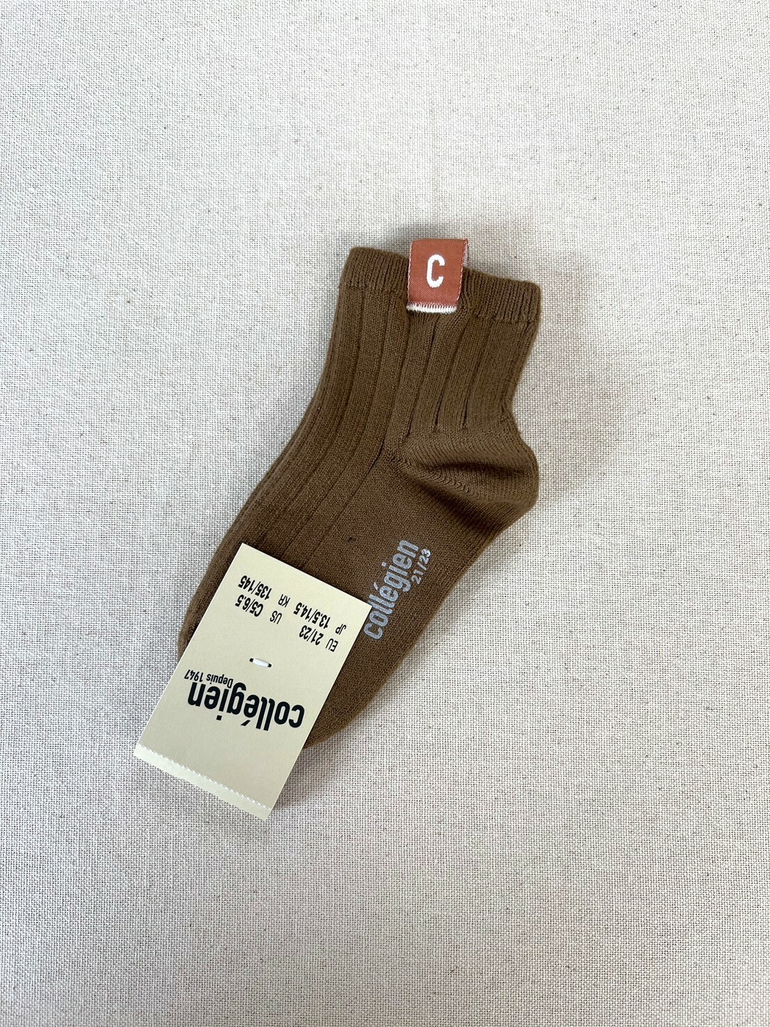 COLLEGIEN C標羅紋短襪Cyril- Biscuit 褐