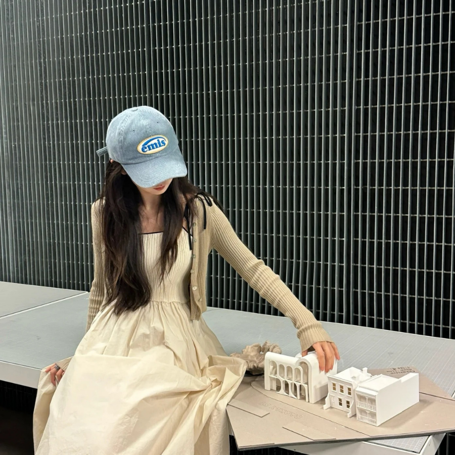 【NICE 歐美日韓代購】24SS Emis韓國潮牌🇰🇷刺繡圓標LOGO燈芯絨棒球帽 鴨舌帽 條紋 運動