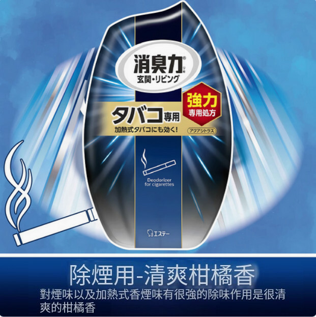 日本ST--消臭力空氣清新劑廁所除臭客廳廚房芳香劑【除烟味-清爽柑橘香】400mlx1瓶裝