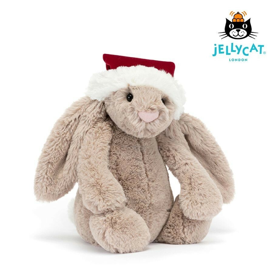 【樂森藥局】英國 Jellycat Bashful Christmas Bunny 聖誕兔(拿鐵灰) 31cm