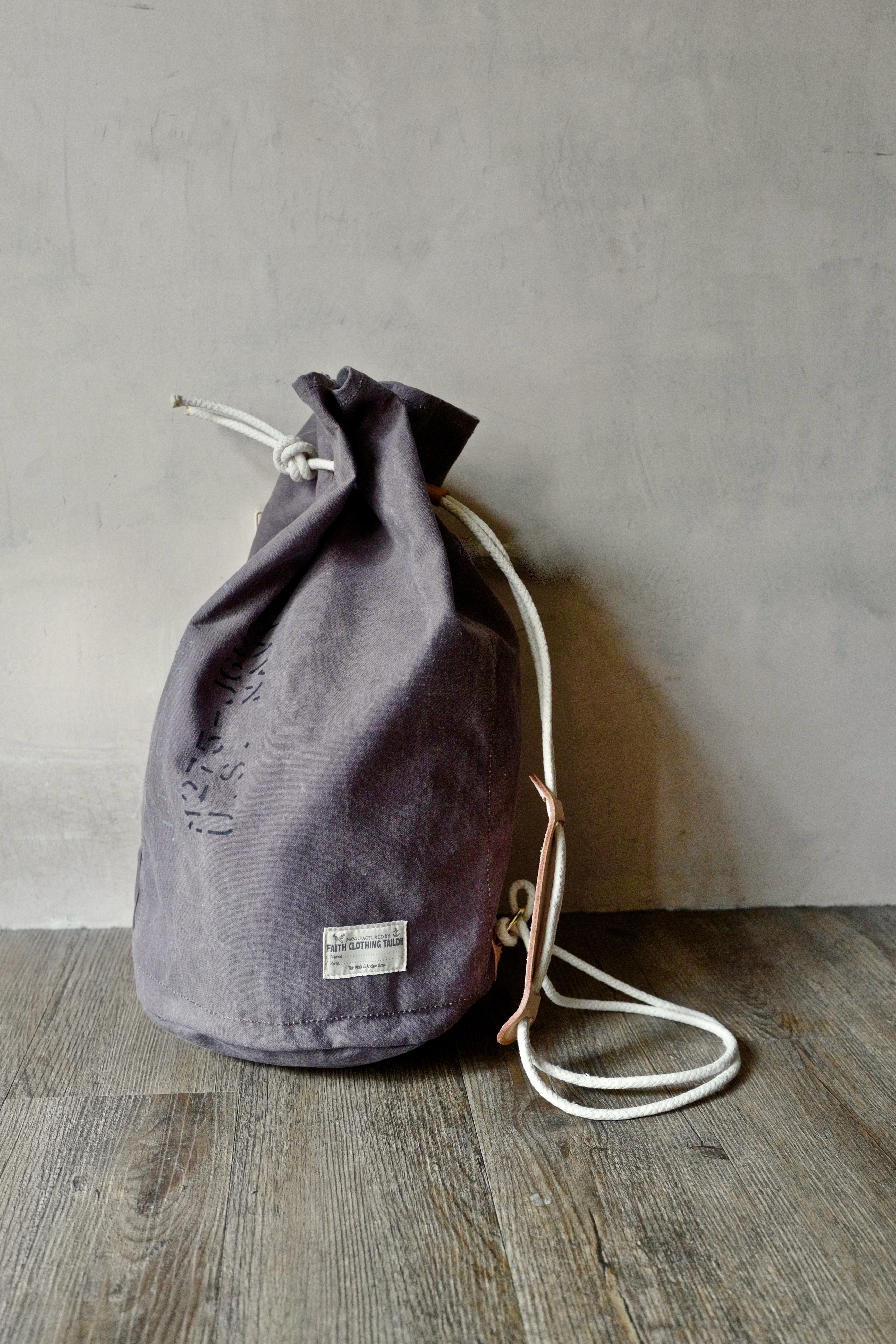 W & A Bucket Bag W & A 船繩水桶包 by dead stock waxed canvas / beige