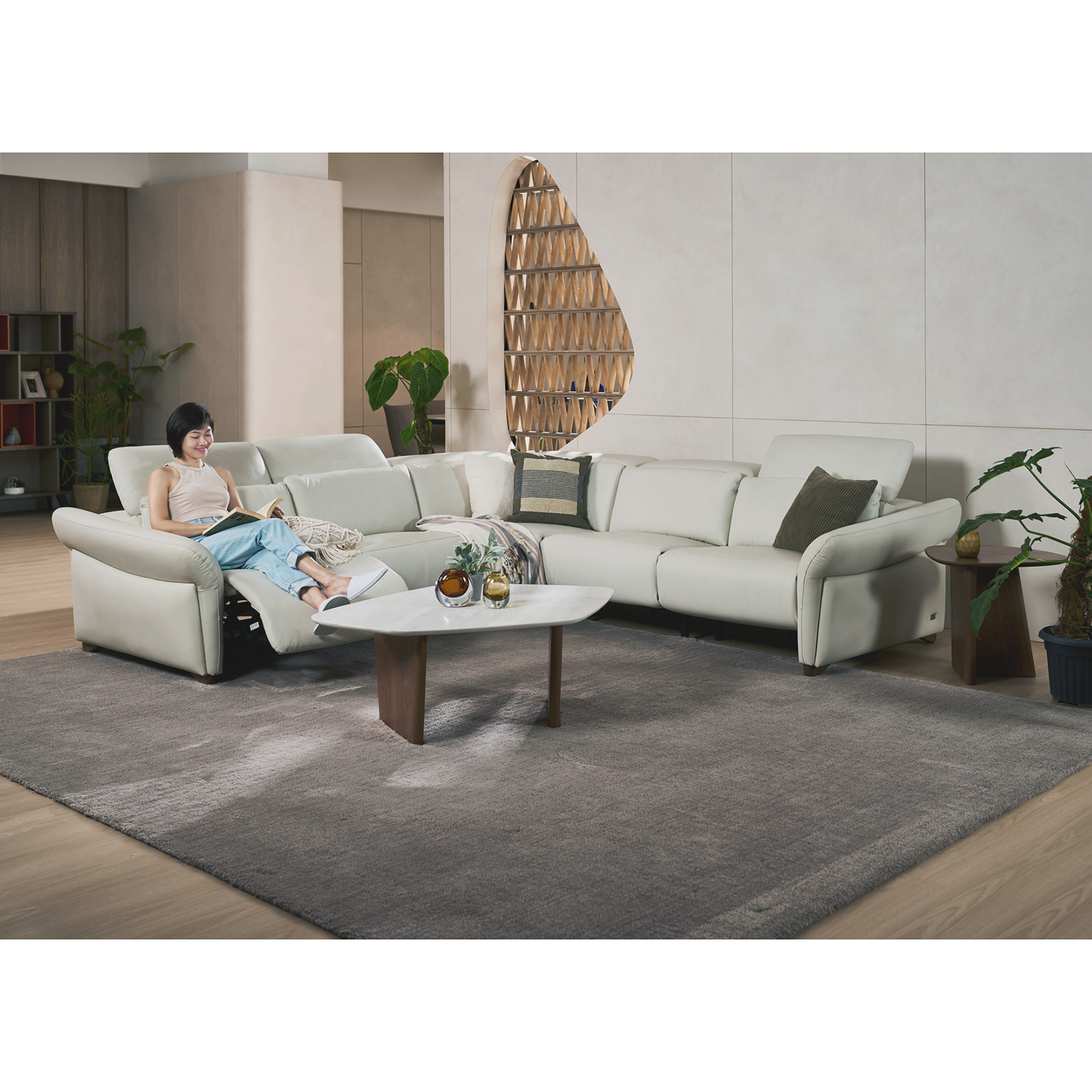 PHIL  L 型電動沙發 - 冰色〔SF9546〕