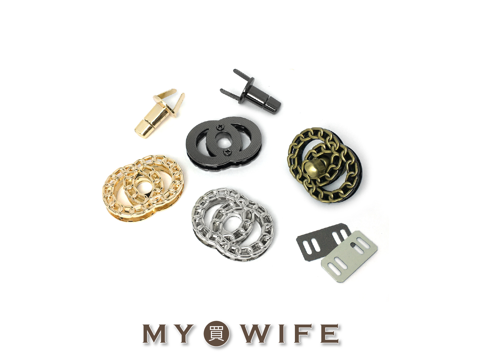 40mm雙圈鍊條款合金轉鎖扣_轉鎖扣/包扣/書包扣_4色
