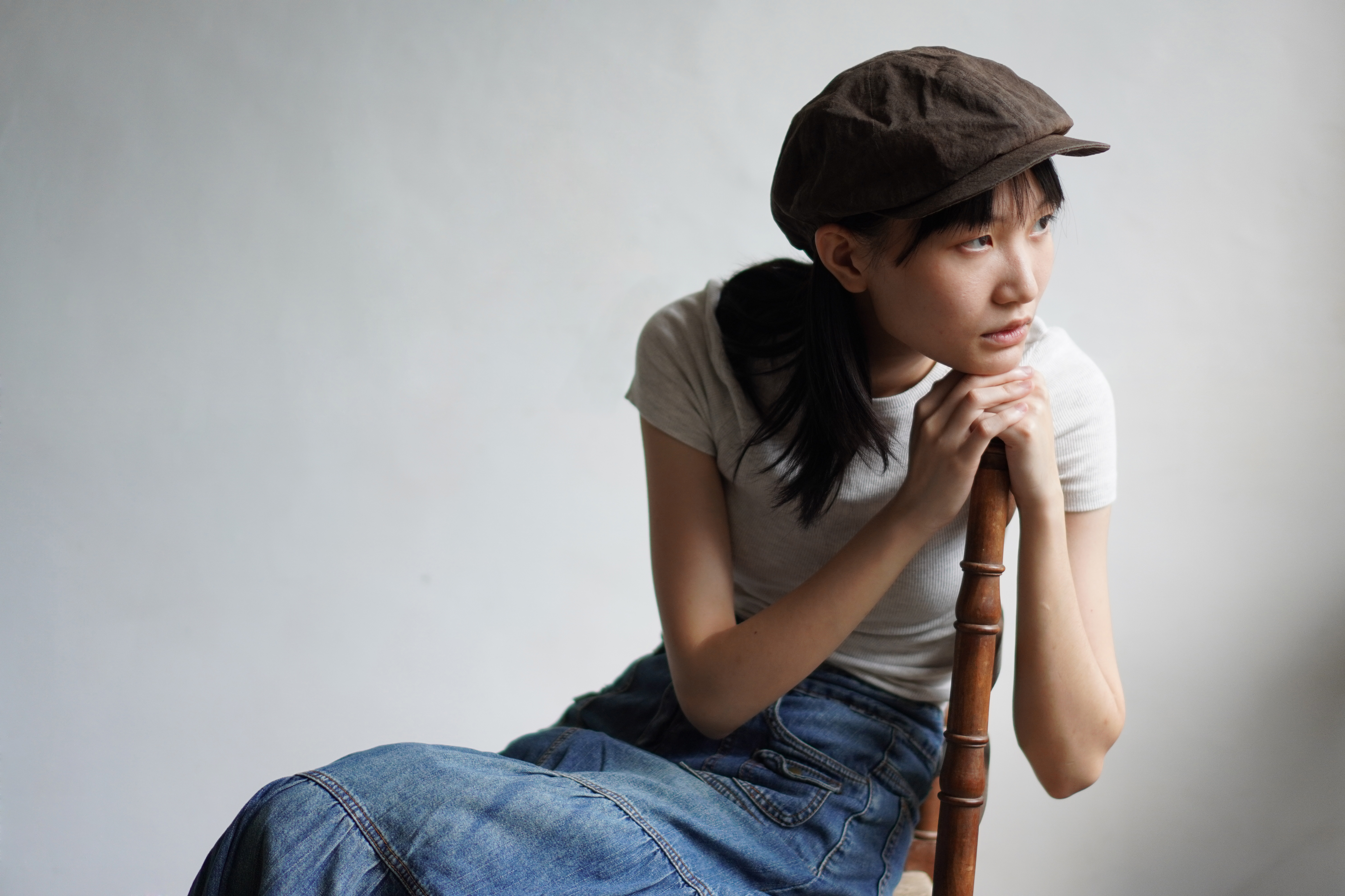 柿染布・報童帽｜柿染棉布－深灰｜中國藏區