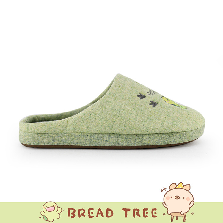 Paidal xBread tree麵包樹 俏皮恐龍毛絨室內拖鞋-草綠