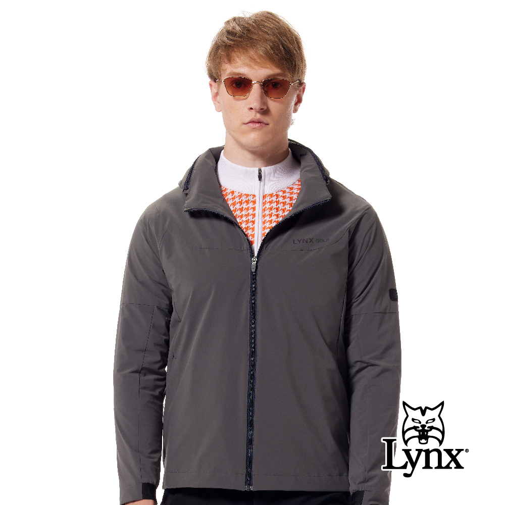 【Lynx Golf】防風防潑水四面彈性山貓膠標可拆式連帽外套