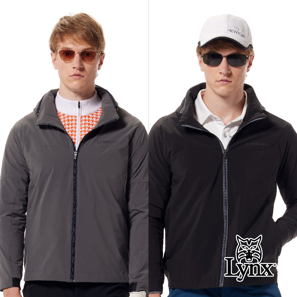 【Lynx Golf】防風防潑水四面彈性山貓膠標可拆式連帽外套