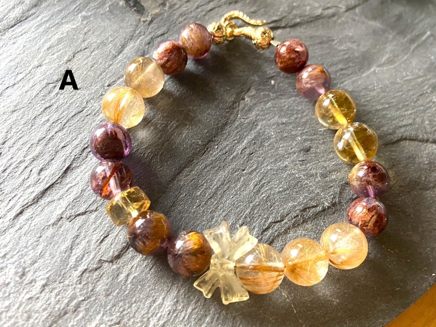 宮廷舞會｜紫鈦、銀金鈦晶，紫幽與黃水晶｜智慧貴人財富｜二月／十一月