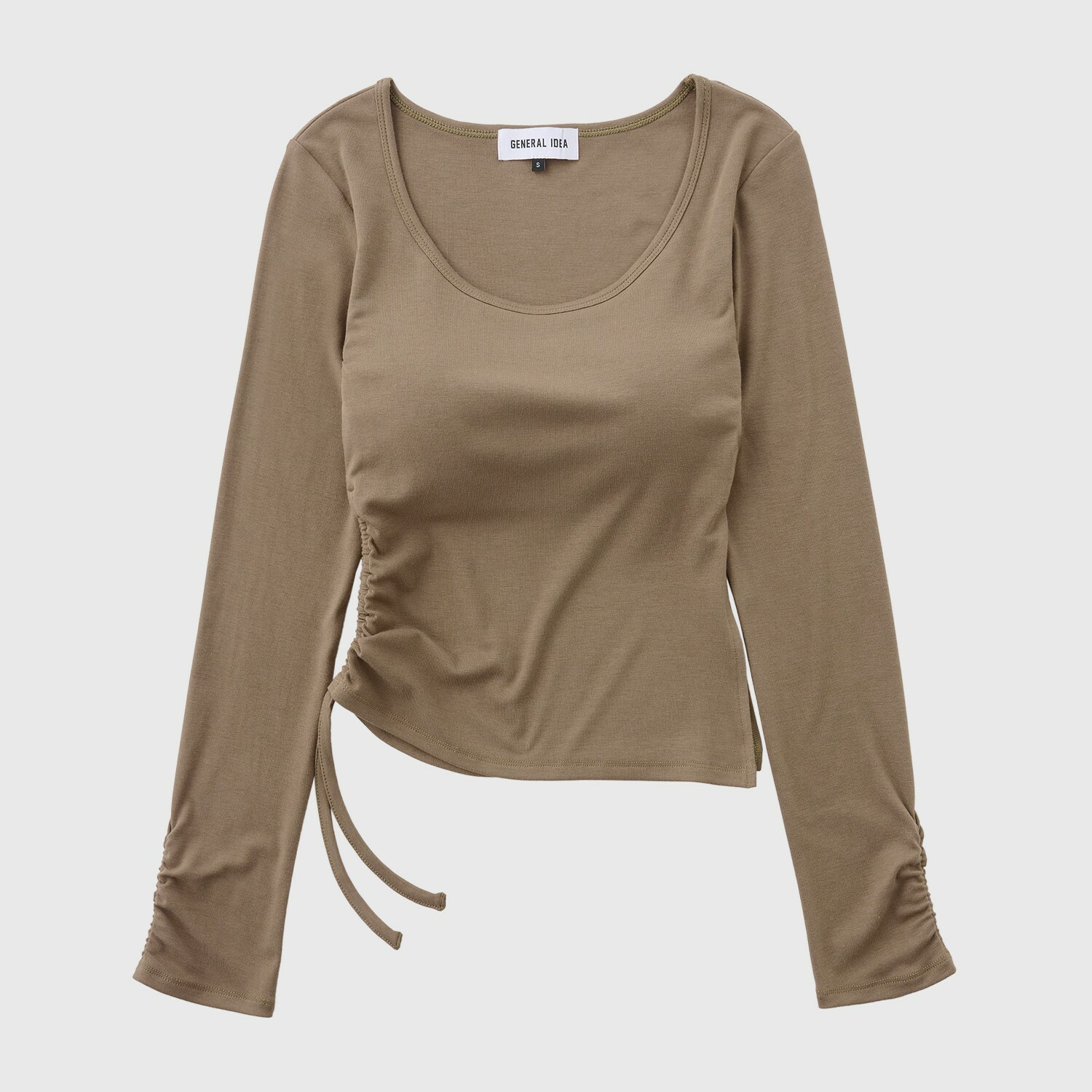 [GENERAL IDEA] U-NECK SHIRRING BRA CAP LONG SLEEVE TEE