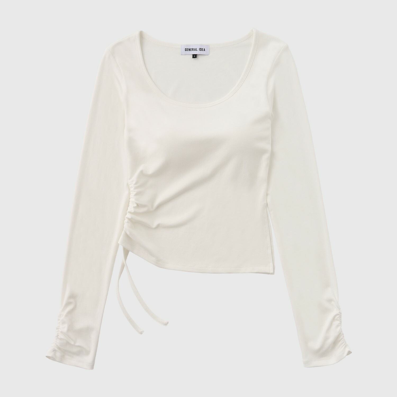 [GENERAL IDEA] U-NECK SHIRRING BRA CAP LONG SLEEVE TEE