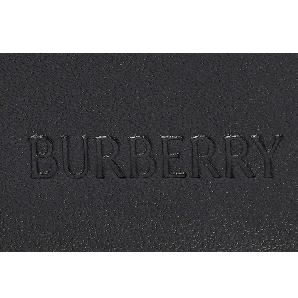 【BURBERRY】經典格紋浮雕小牛皮16卡對開二折長夾(黑色)8078353 A1189