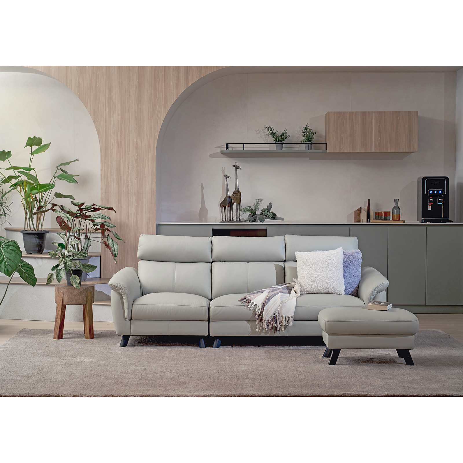 Borges  全牛皮沙發 - 冰色 〔SF9543〕