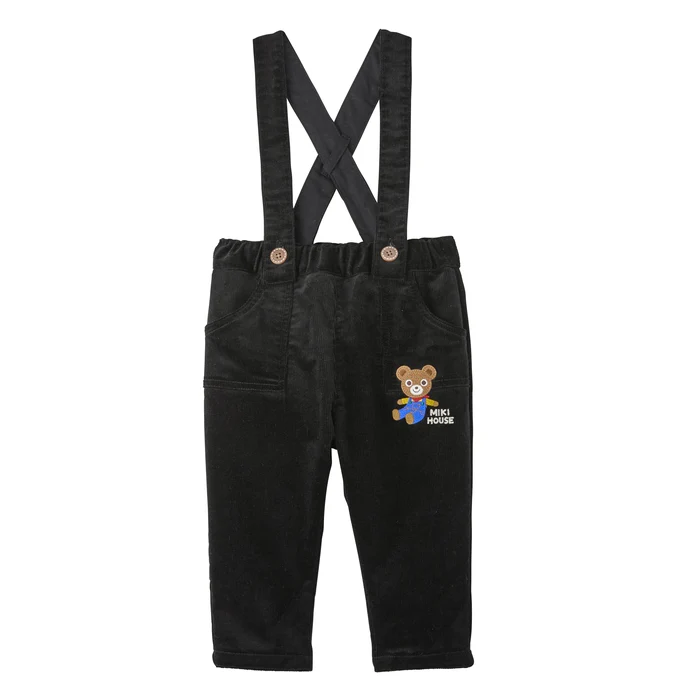 普奇熊兩穿燈芯絨長褲-黑