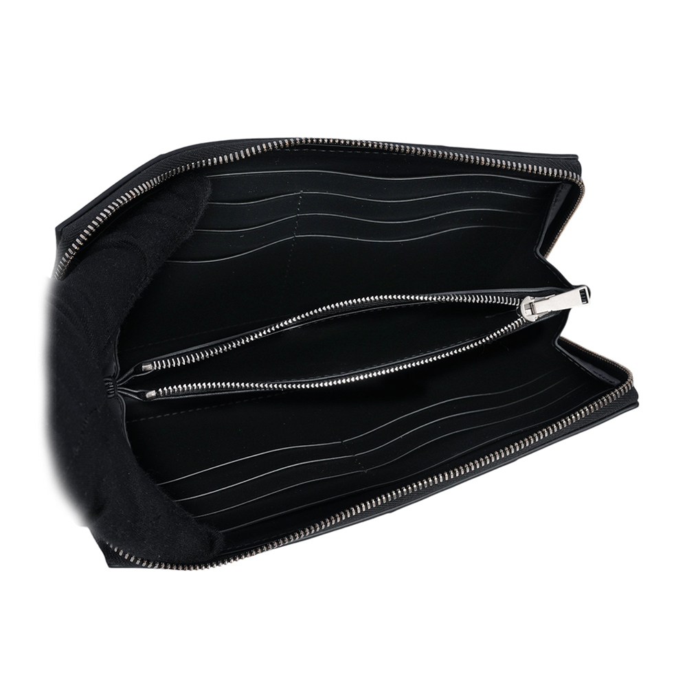 【BOTTEGA VENETA】Cassette 小羊皮編織ㄇ形拉鍊長夾(黑色) 651368 V3UO1 8803