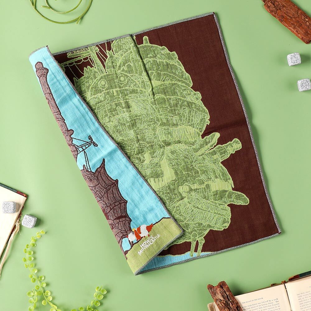 三層紗布手帕 霍爾的城堡與夕陽