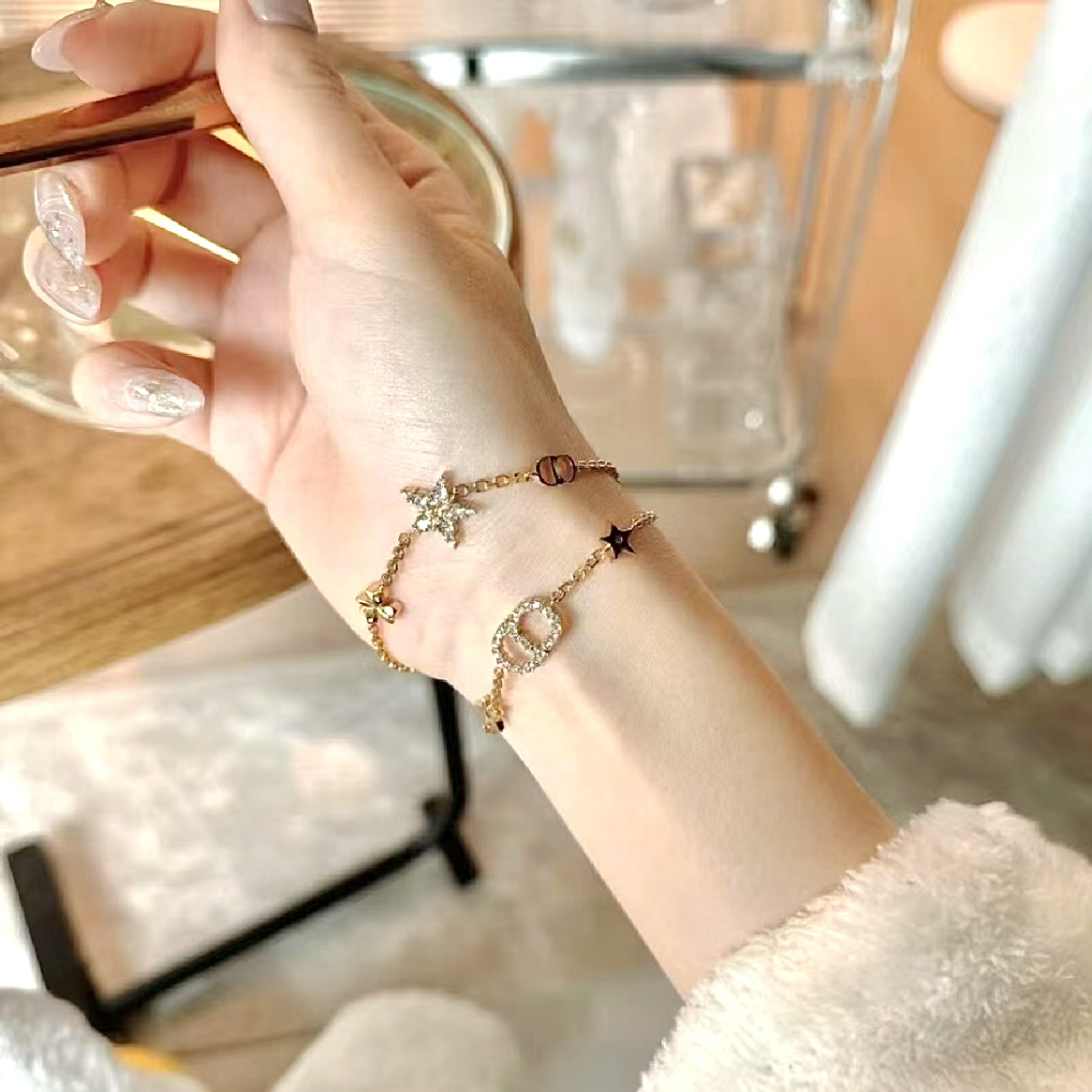 Clair D Lune滿鑽星空幸運草CD二件套定製手鍊