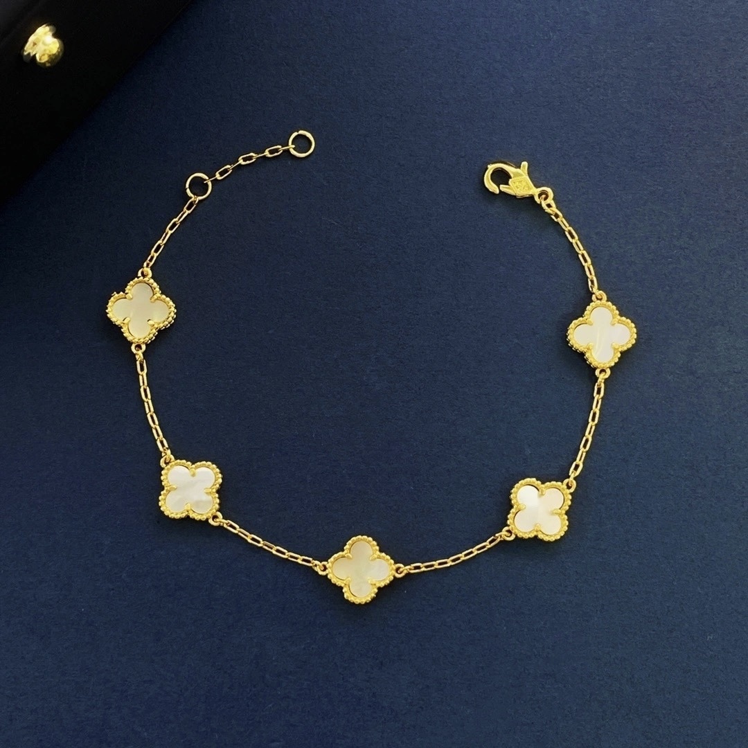 18k經典母貝/瑪瑙mini五花四葉草定製手鍊